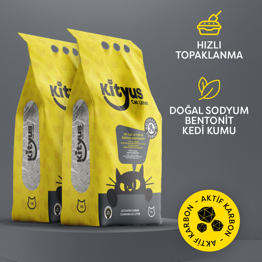 2'li Avantaj Paketi Ekstra Topaklanan, İnce Taneli, Tozsuz, Aktif Karbonlu Bentonit Kedi Kumu 2x10lt - 1