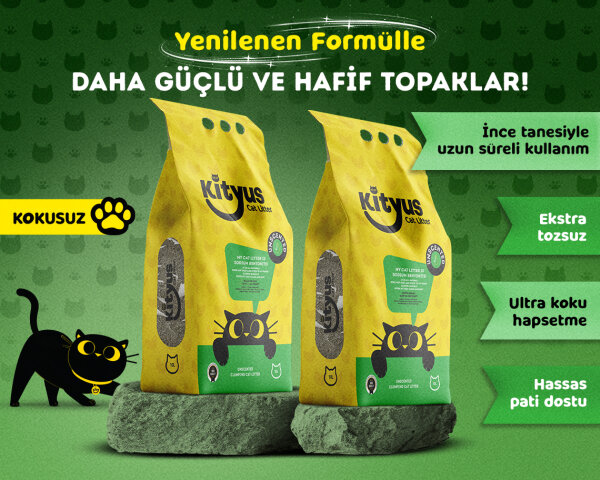 2'li Avantaj Paketi Hassas Kediler için Tozsuz,Topaklanan, Kokusuz Bentonit Kedi Kumu 2x10lt - 1