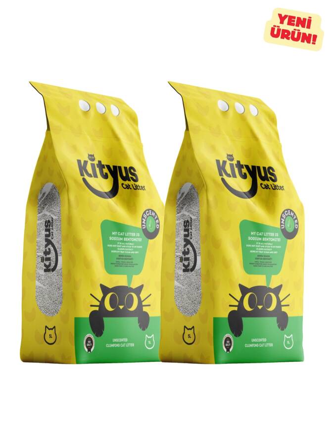 2’li Avantaj Paketi Hassas Kediler için Tozsuz,Topaklanan, Kokusuz Bentonit Kedi Kumu 2x5lt - 2