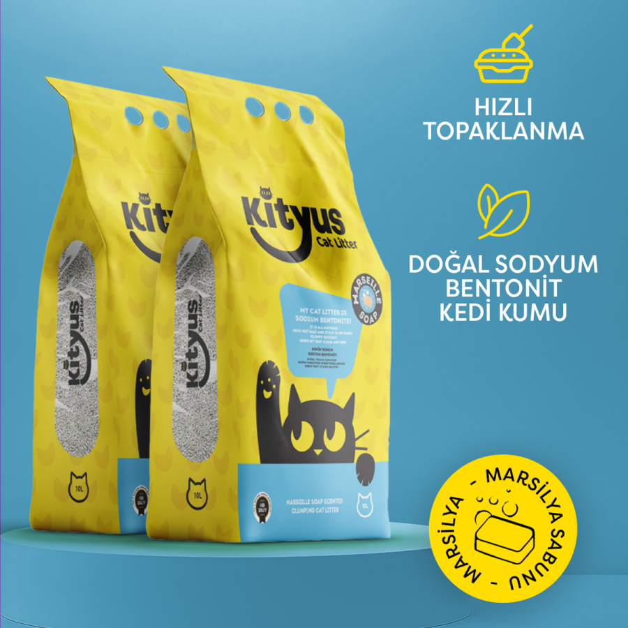 2'li Avantaj Paketi Ekstra Hijyenik İnce Taneli Topaklanan Tozsuz Marsilya Sabunlu Kedi Kumu 2x10lt - 1