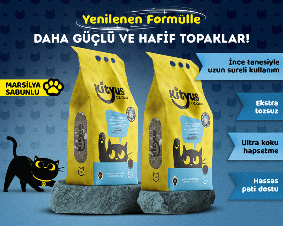 2'li Avantaj Paketi Ekstra Hijyenik İnce Taneli Topaklanan Tozsuz Marsilya Sabunlu Kedi Kumu 2x10lt - 1