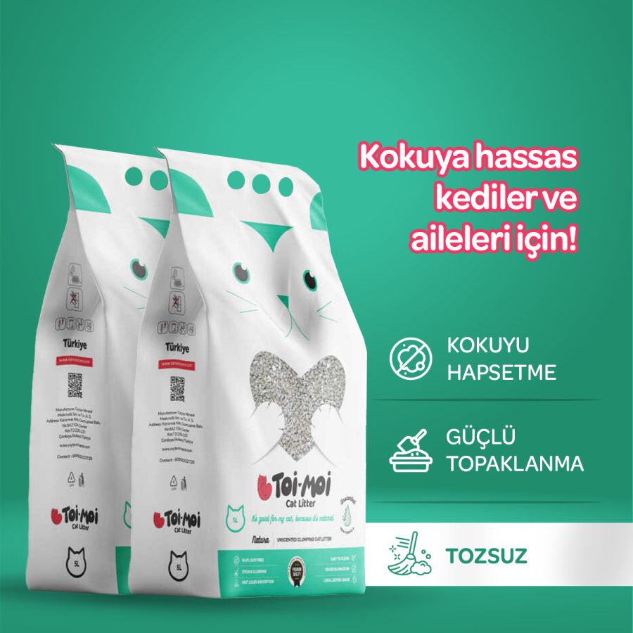 2’li Avantaj Paketi Kokuya Hassas Topaklanan Tozsuz Kokusuz Bentonit Kedi Kumu 2x5lt - 1