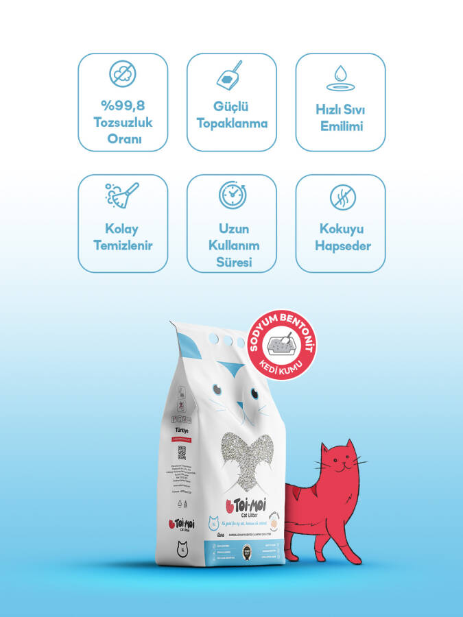 2’li Avantaj Paketi Topaklanan,Tozsuz,Hijyenik Marsilya Sabunlu Bentonit Kedi Kumu 2x5lt - 3