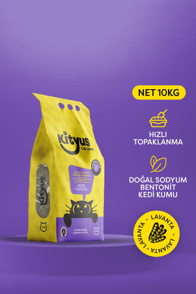 İnce Taneli Tozsuz, Topaklanan Lavanta Kokulu Bentonit Kedi Kumu 10kg - Kityus