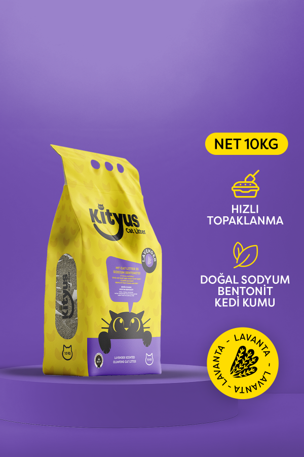 İnce Taneli Tozsuz, Topaklanan Lavanta Kokulu Bentonit Kedi Kumu 10kg - 1