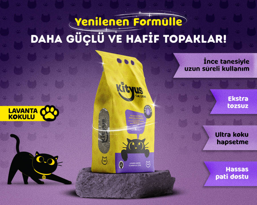 İnce Taneli Tozsuz, Topaklanan Lavanta Kokulu Bentonit Kedi Kumu 10kg - 1
