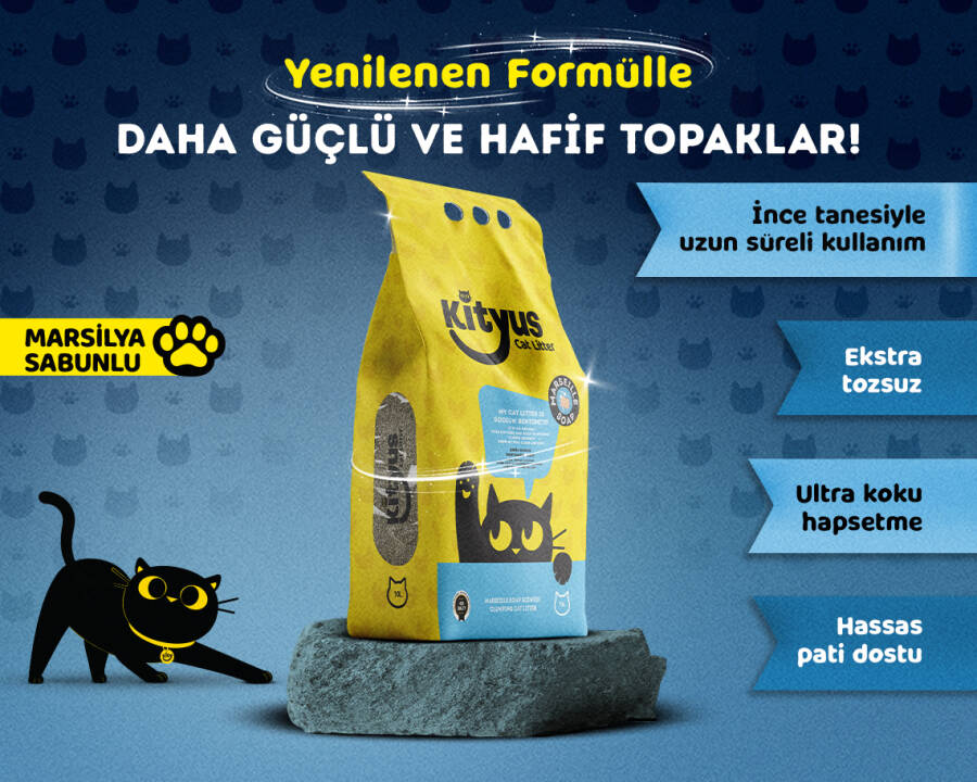 Ekstra Hijyenik İnce Taneli Topaklanan Tozsuz Marsilya Sabunlu Kedi Kumu 10lt - 1