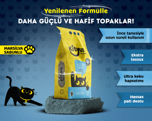 Ekstra Hijyenik İnce Taneli Topaklanan Tozsuz Marsilya Sabunlu Kedi Kumu 5lt - 1