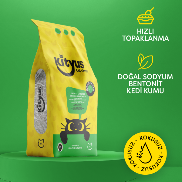 Hassas Kediler için Tozsuz,Topaklanan, Kokusuz Bentonit Kedi Kumu 10lt - 1