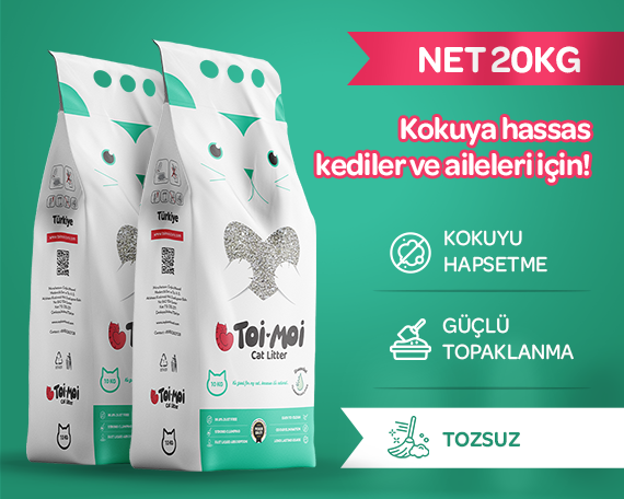 2'li Avantaj Paketi Kokuya Hassas Topaklanan Tozsuz Kokusuz Bentonit Kedi Kumu 2x10kg - Toi Moi