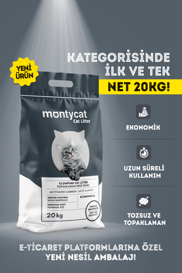 Net 20KG Kahverengi Bentonit, Ekonomik,Aktif Karbonlu, Topaklanan, Tozsuz, Koku Hapseden Kedi Kumu - 1