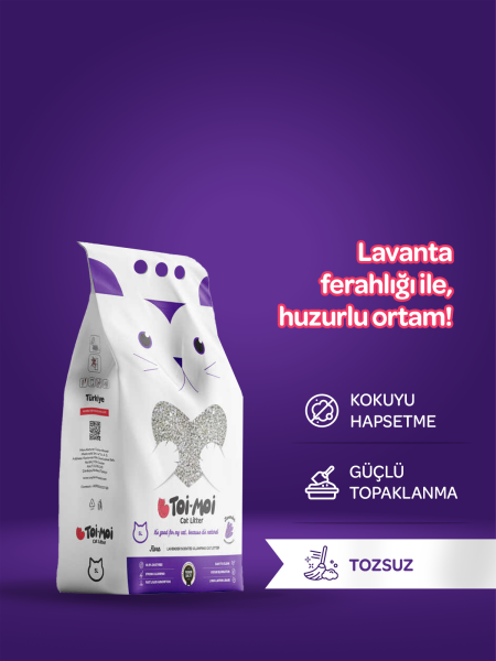 Topaklanan, Tozsuz, Koku Hapseden Lavantalı Bentonit Kedi Kumu 5lt - 1
